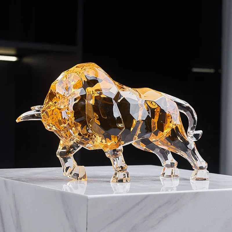Escultura Touro em Acrílico Cristalino