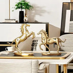 Escultura de Cavalo em Resina Eletrogalvanizada, Decoração de Riqueza para Sala de Estar, Escritório, Hotel, Estátua Ornamental, Presentes do Ano do Cavalo