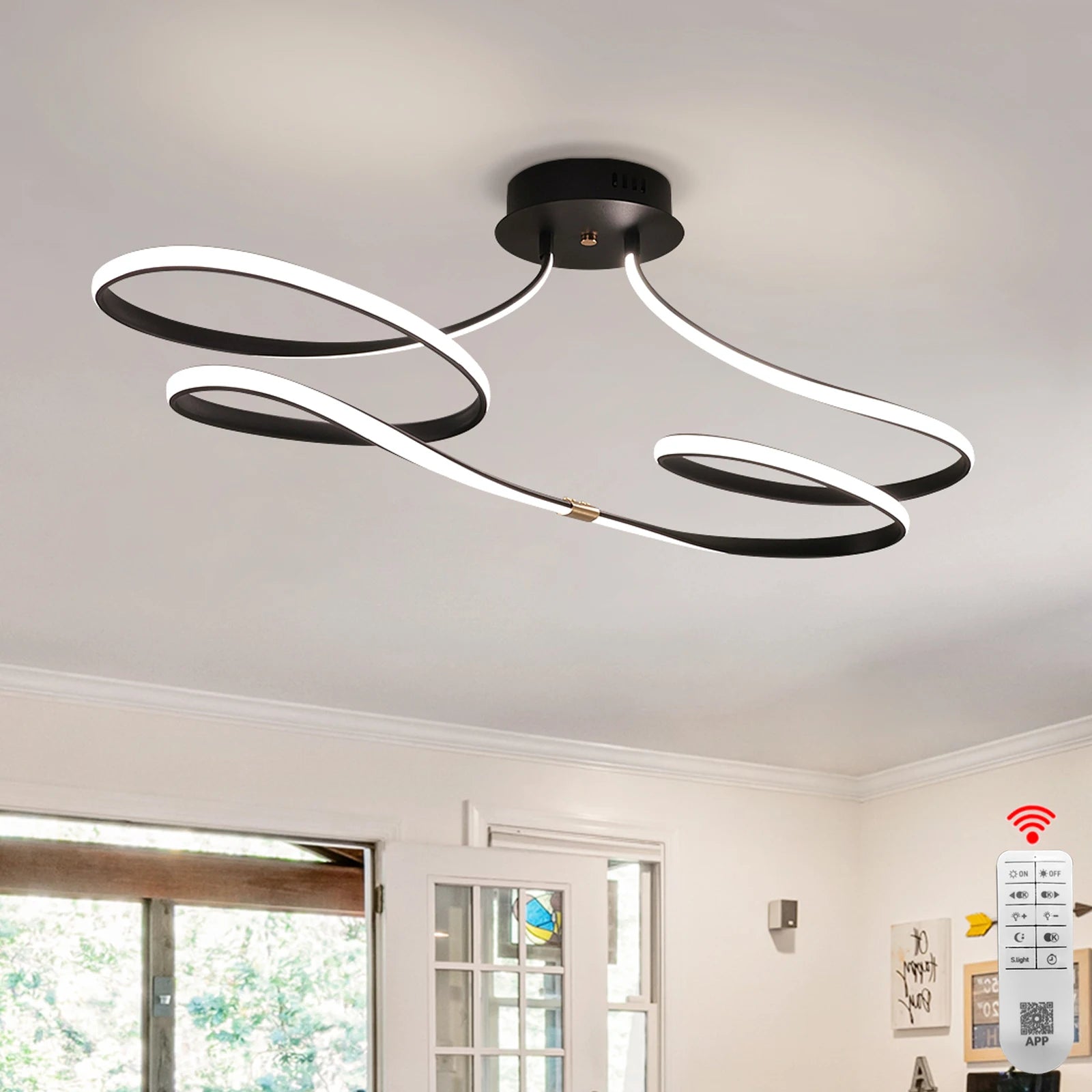 Tcy 75cm moderno regulável led luz de teto 28w ouro/cromo/preto para quarto cozinha luminária com controle remoto