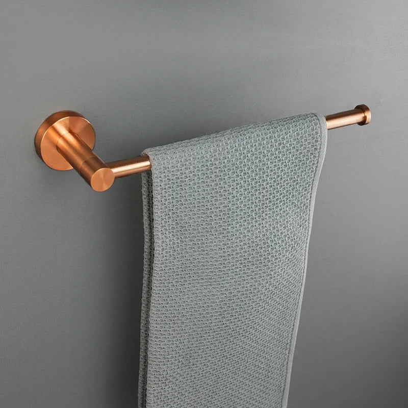 Brushed Rose Gold Stainless Steel Wall-mounted Elegant Bathroom Set Paper Towel Stick Toilet Bathroom Robe Soap Soap Dishwasher