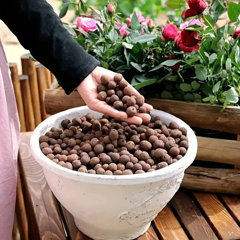 Fervas de argila expandidas hidropônicas de jardim – pelotas ovais de cerâmica orgânica para vasos, plantadores, orquídeas, suculentas, drenagem inferior