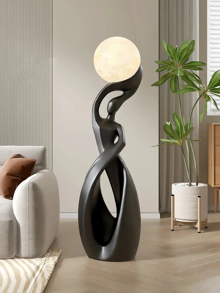 Decoração para casa estátua arte abstrata ornamentos nordic sala de estar grande piso escultura luminosa presente de inauguração estatuetas interiores