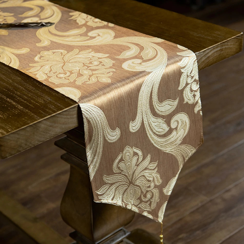 Modern European Jacquard Table Runner Luxury Embroidered  Table Runner Home Restaurant Table Decoration