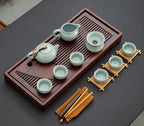 Conjunto de Chá Kung Fu Yixing com Bandeja de Madeira