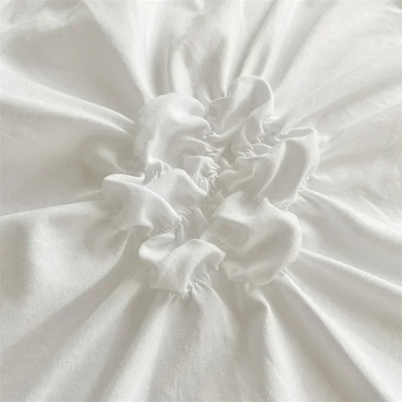 High Quality Three-dimensional Twist Flowers Bedding Set Queen Pinch Pleated Crafts Duvet Cover Set Double Blanket Cover Sets