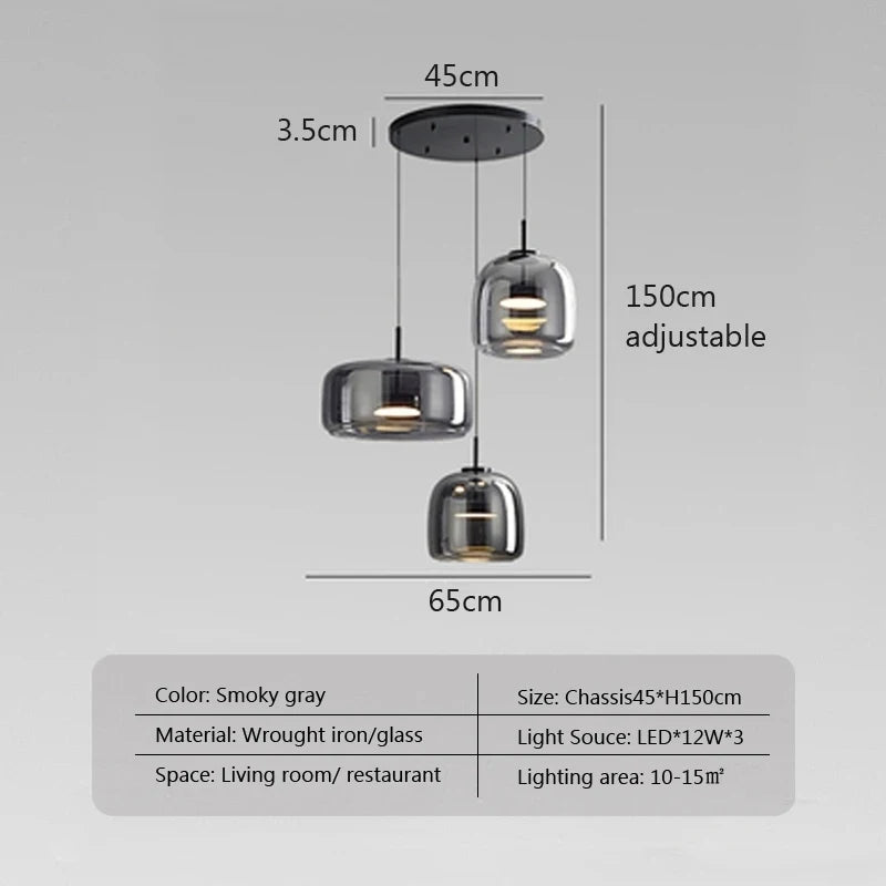 Luminária Pendente de Vidro LED Nórdica Moderna