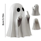 Estátua de fantasma fofa de dedo médio, estatuetas de fantasmas pequenas e assustadoras, decorações para casa de Halloween, prateleira de peças centrais de mesa de centro