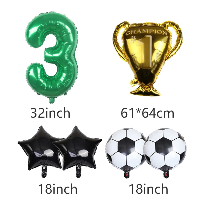 32 polegada verde número digital folha ballon troféu futebol balões de hélio crianças presentes festa aniversário tema futebol decoração