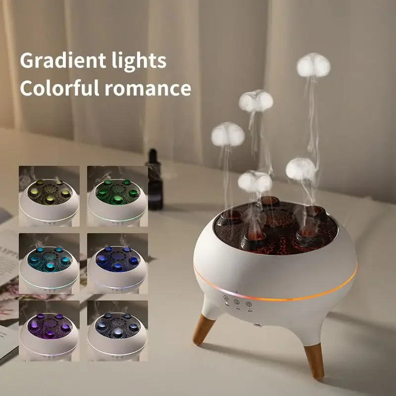 Umidificador de ar dinâmico de água-viva 250ml difusor de óleo essencial umidificador de quarto com controle remoto com 7 luzes noturnas coloridas