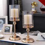 Castiçal de vidro estilo europeu, decoração de luz de luxo para casa, decoração romântica de jantar à luz de velas