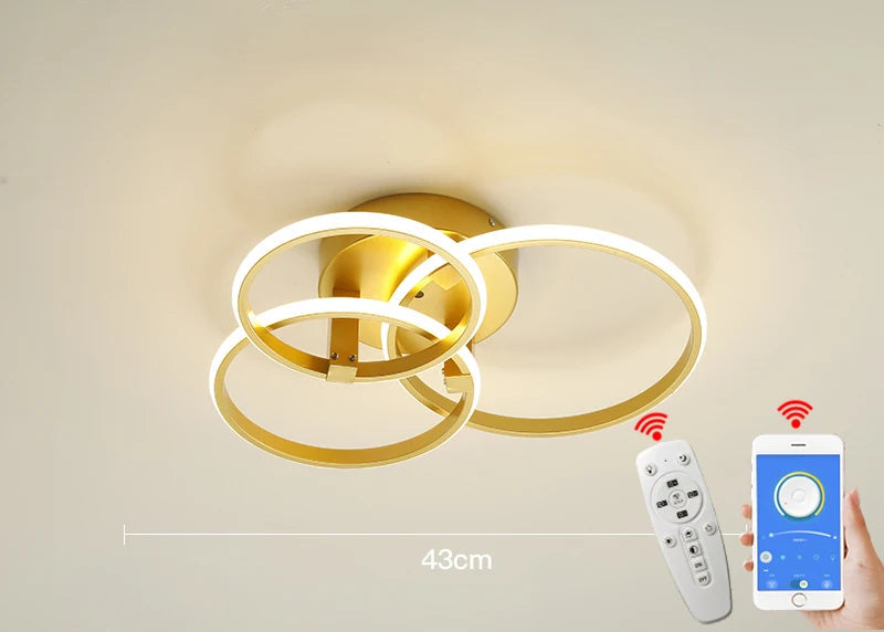 Lustre de LED Moderno Dourado para Ambientes Elegantes