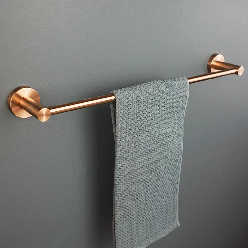 Brushed Rose Gold Stainless Steel Wall-mounted Elegant Bathroom Set Paper Towel Stick Toilet Bathroom Robe Soap Soap Dishwasher