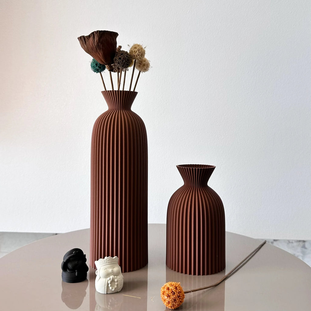 Conjunto de Vasos Decorativos com Padrão Ondulado