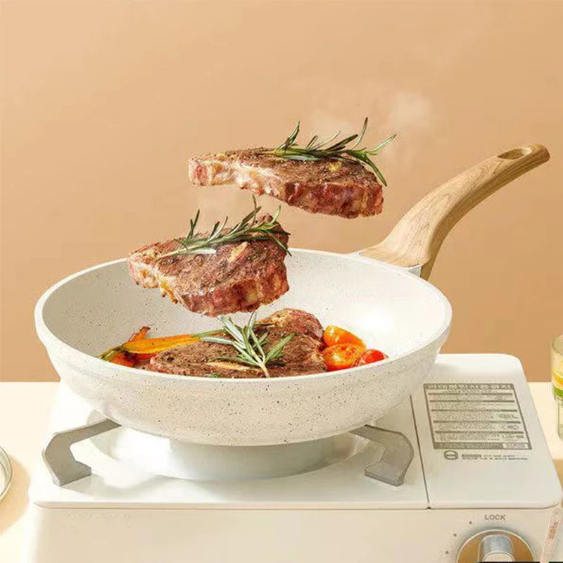 Non-stick Wok Frying Pan Ceramic Pot Medical stone Induction Gas Stove Universal Cookware Steak Cooking Saucepan Nonstick Pan