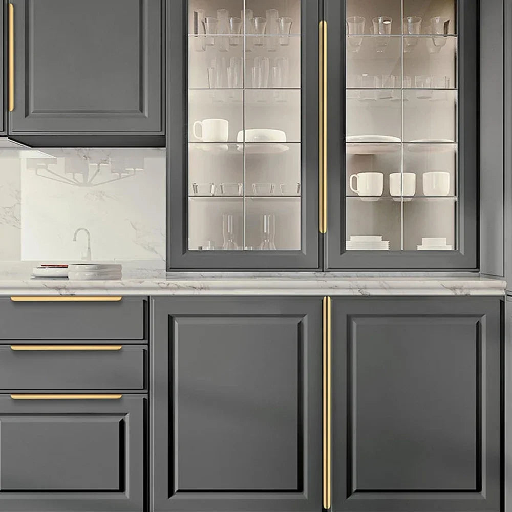 Gold Black Hidden Handles Long Kitchen Cabinet Pulls Drawer Knobs Aluminum Alloy Furniture Handles Cupboard Pulls Wardrobe Pulls