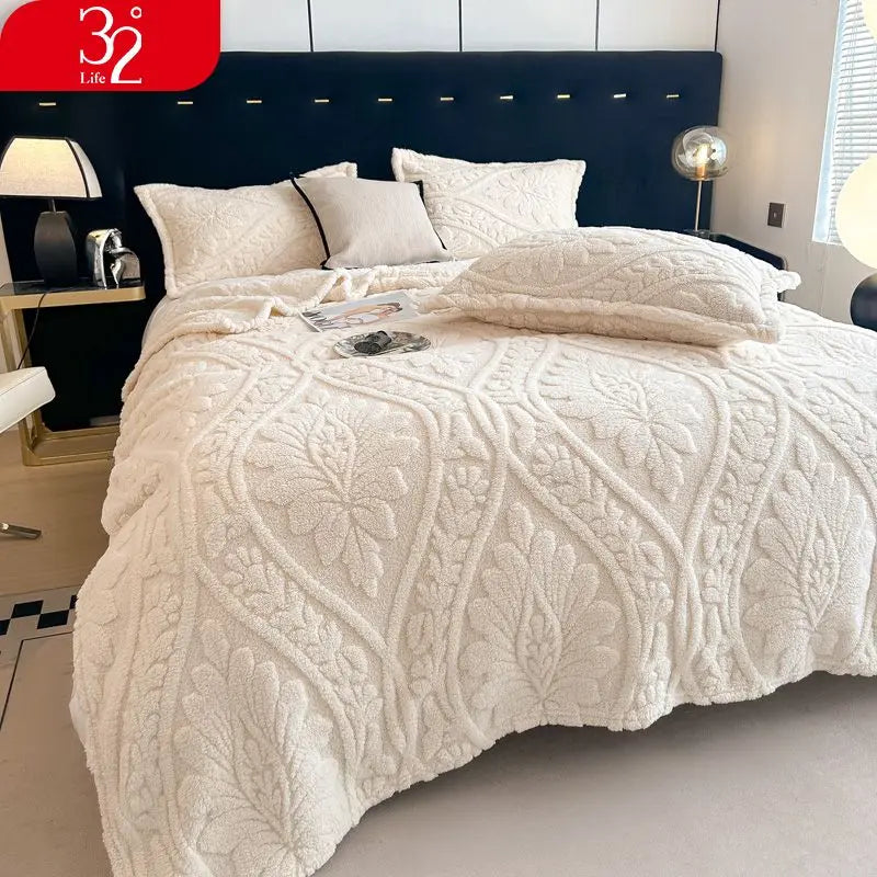 Cobertor Floral 3D de Lã Coral Quente