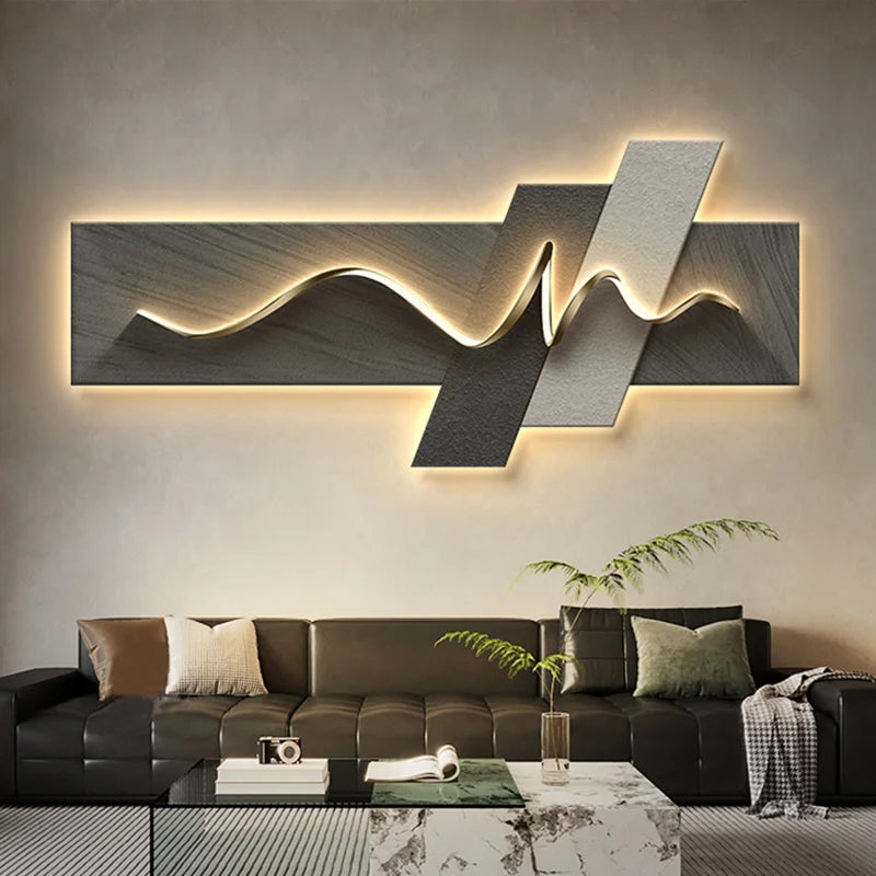 Luz moderna de luxo estilo wabi sabi led pintura decorativa decoração para casa sala estar quarto sofá tv fundo mural luz
