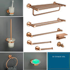 Brushed Rose Gold Stainless Steel Wall-mounted Elegant Bathroom Set Paper Towel Stick Toilet Bathroom Robe Soap Soap Dishwasher
