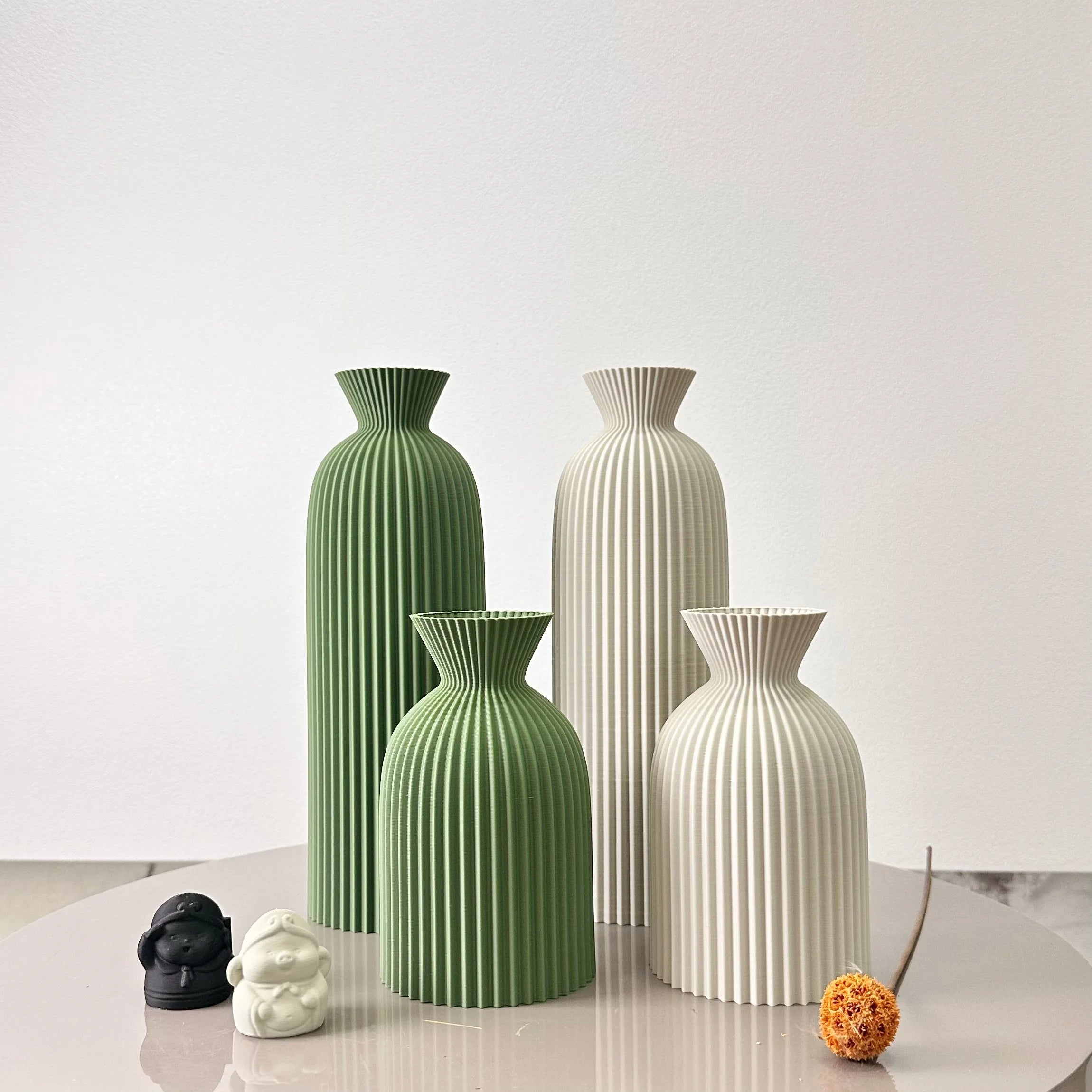 Conjunto de 2 peças de vaso seco de arte com padrão ondulado, vaso de flores secas, adequado para vaso de decoração de mesa de casa, vaso de decoração de foyer, vaso de flores secas, ornamento de vaso de decoração de escritório, melhor presente de feriado