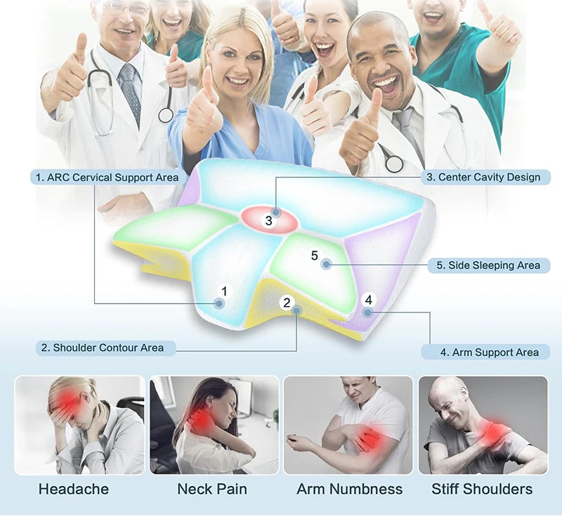 1pc Memory Foam Cervical Pillow, 2 in 1 Ergonomic Contour Orthopedic Pillow for Neck Pain, Contoured Support Pillows,Neck Pillow