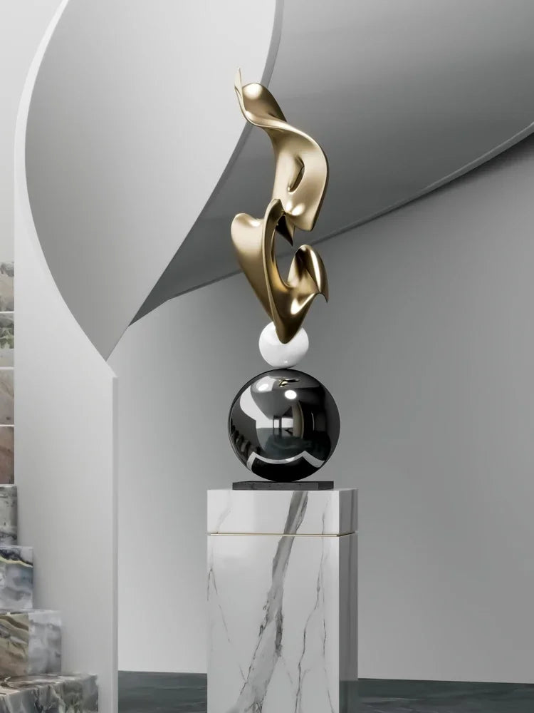 Luz moderna de luxo decoração caseira galvanizada estátua geométrica tamanho grande resina artesanato sala estar entrada decoração acessórios