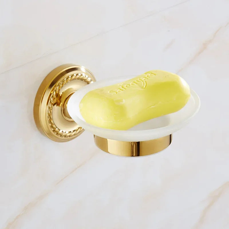 Conjunto de Acessórios de Banheiro Dourado