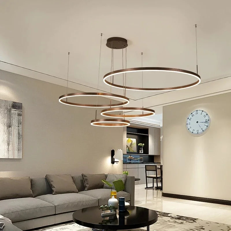 Lustre LED Anel Moderno para Sala e Jantar