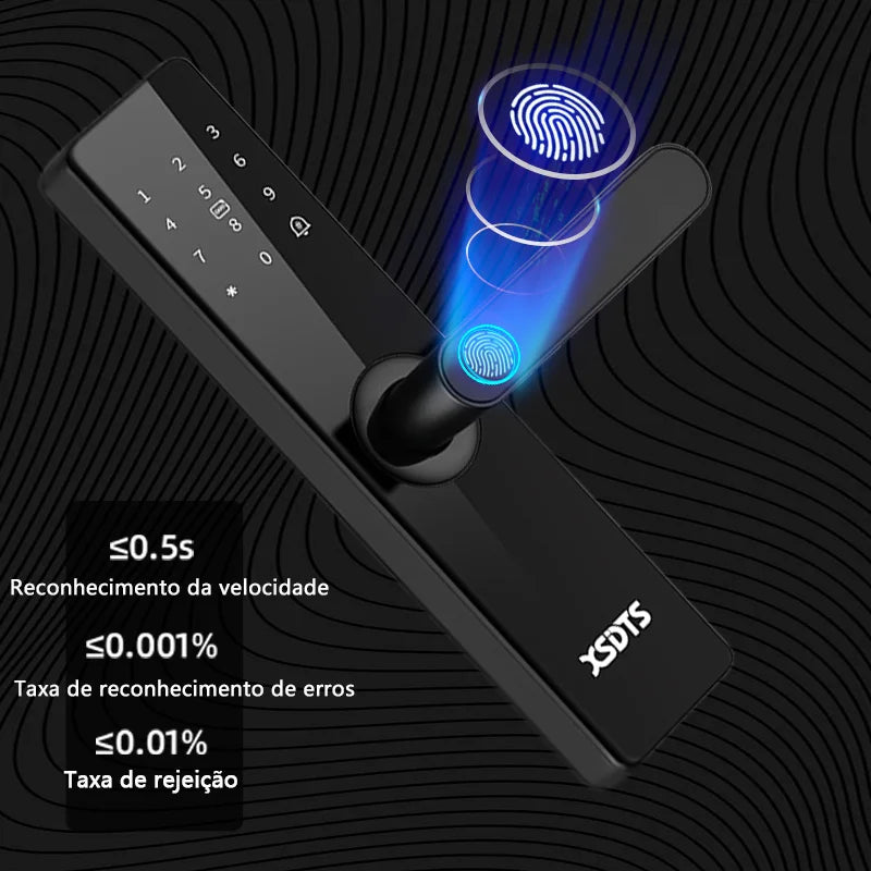 Nova fechadura inteligente eletrônica tuya wifi com impressão digital biométrica cartão inteligente senha chave desbloquear carga de emergência usb de br