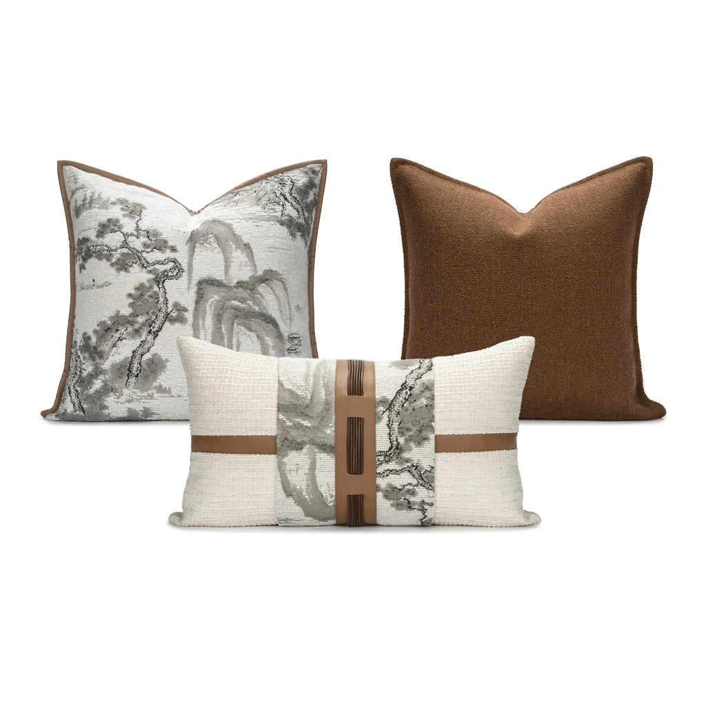 Almofada Elegante com Estampa Paisagem Chinesa