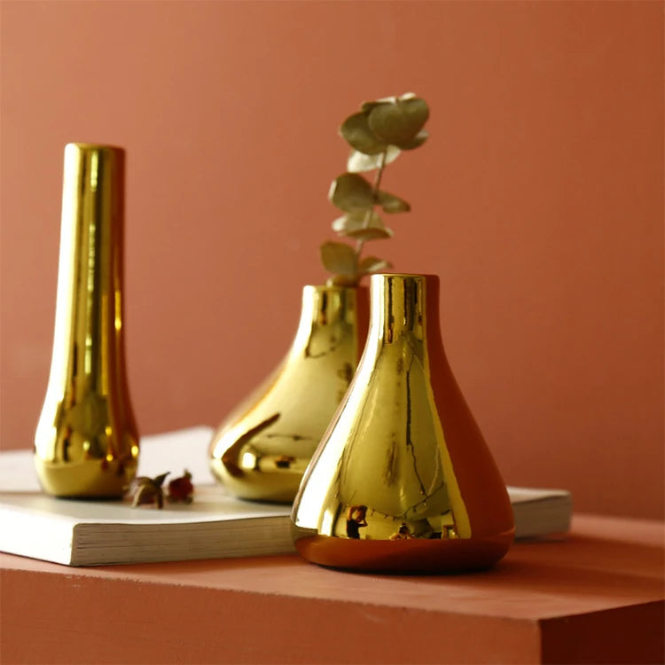 Vaso de Cerâmica Luxo Dourado para Decoração