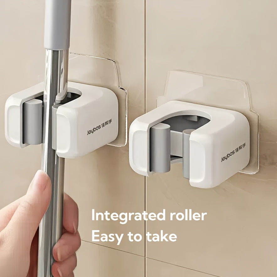 2-Pack Suporte de Parede para Vassoura e Esfregão, Organizador de Ferramentas Multifuncional sem Furação, Acessórios de Limpeza para Banheiro, Cozinha e Jardim, Ganchos Práticos para Casa