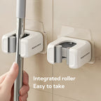 2-Pack Suporte de Parede para Vassoura e Esfregão, Organizador de Ferramentas Multifuncional sem Furação, Acessórios de Limpeza para Banheiro, Cozinha e Jardim, Ganchos Práticos para Casa