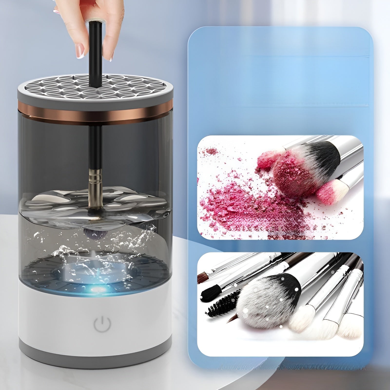 Limpador De Pincel Esponja Maquiagem Elétrico USB Automático Recarregável Lava Armazena Bivolt