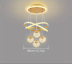 Luminoso, Elegante, de Alta Qualidade, Moderno, Simples, de Luxo Leve, Base de 4 Bolas LED, Anel Luminoso, Linha de Suspensão Ajustável, Processo de Eletroplaca, Adequado para Sala de Estar, Quarto, Estudo, Corredor, Sala de Jantar, Bar, Luz Pendente, Luz Pendente Suspensa, Luz Pendente Interior
