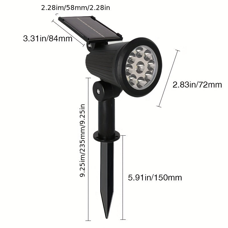 1 unidade de Refletor Externo com 9 LEDs, Detecção de Movimento e Cristal - Solar para Jardim, Gramado, Caminho, Varanda - Plástico Durável e Econômico, Ligar/Desligar