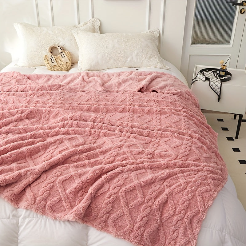 Manta Moderna 3D Jacquard com Padrões Geométricos, Microfibra Super Macia, Lã Leve e Confortável para Sofá, Cama, Cadeira, Adequada para Todas as Estações
