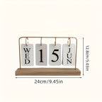 Classic Wooden Perpetual Calendar, a Flip-Style Calendar That Shows The Month And Date, Perfect for Decorating Your Desk Or Home, in a Golden End. Note That It Does Not Include Detailed Calendar Features