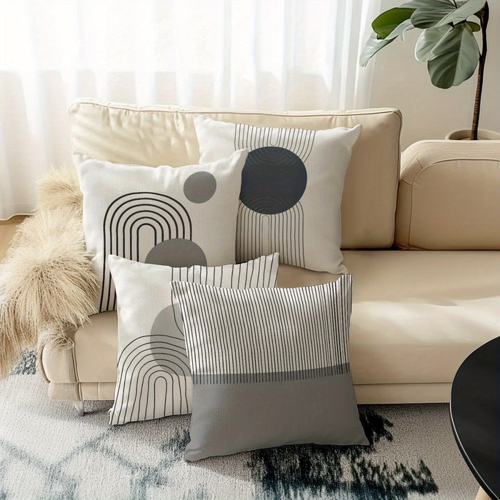 Conjunto de 4 Almofadas Geométricas Minimalistas