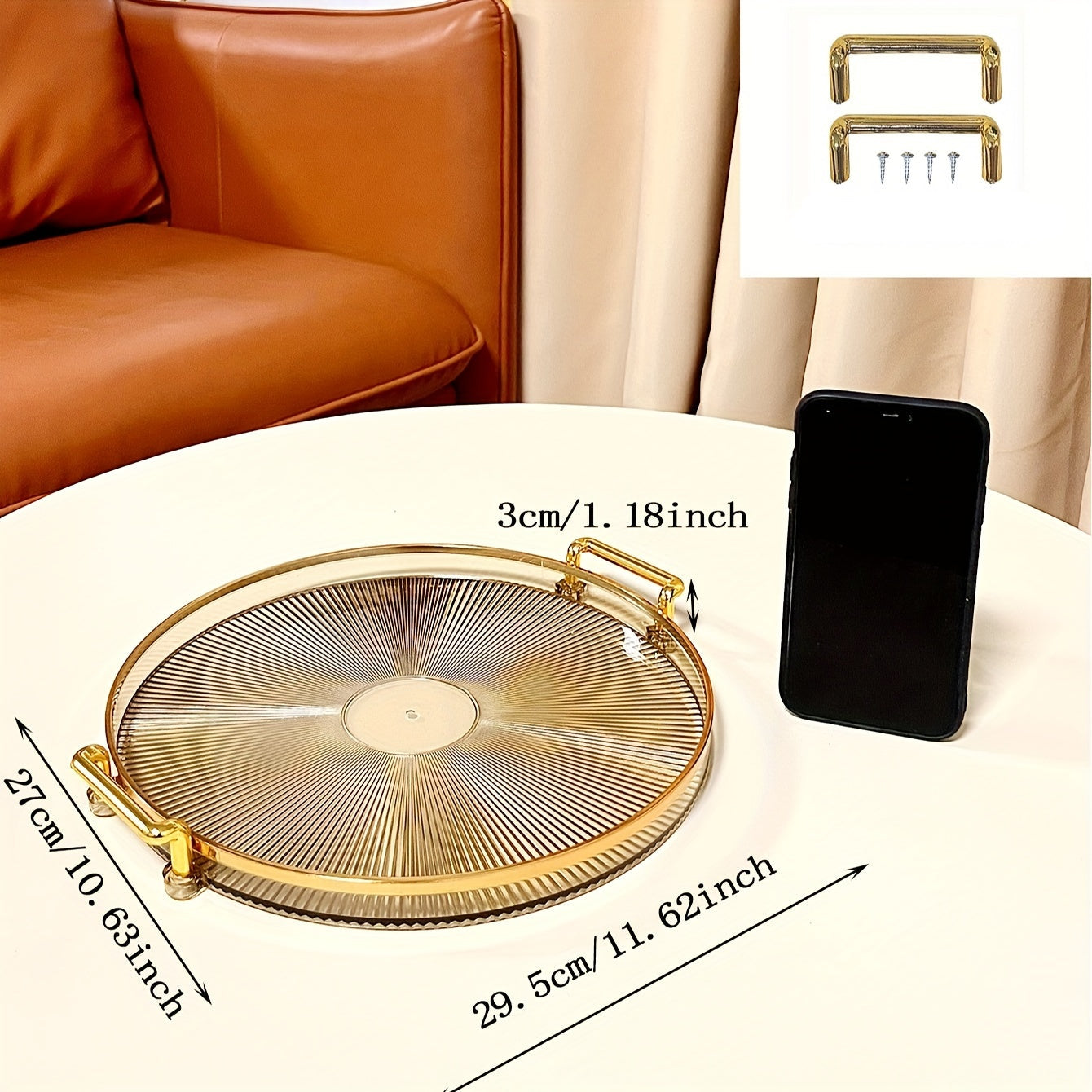 1pc Bandeja Moderna e Elegante com Alça - Prato de Servir Adequado para Escritório - Bandejas Portáteis para Sobremesas e Lanches