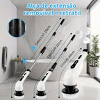 Electric Cleaner with Interchangeable Brush Heads (Soft/Hard), Extendable Length, Easily Cleans Hard-to-Reach Areas, USB-Powered — A Lightweight Electric Mop, Perfect Gift for Household Cleaning