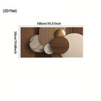 [2D Flat] Uma Grande Arte de Parede em Tela Minimalista Moderna Apresentando um Design Circular Abstrato em Bege, Castanho, Branco e Dourado. Esta Peça Contemporânea Sem Moldura é Ideal para Decorar Salas de Estar, Quartos e Escritórios em Casa