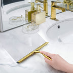 1pc 10-Inch Stainless Steel Shower Squeegee with Mounting Hook - Ergonomic Handle, Durable & Versatile for Glass Doors, Mirrors, Tiles - All-Purpose Cleaning Tool for Bathroom, Kitchen, Garage, Sleek Metallic Finish, Functional Design