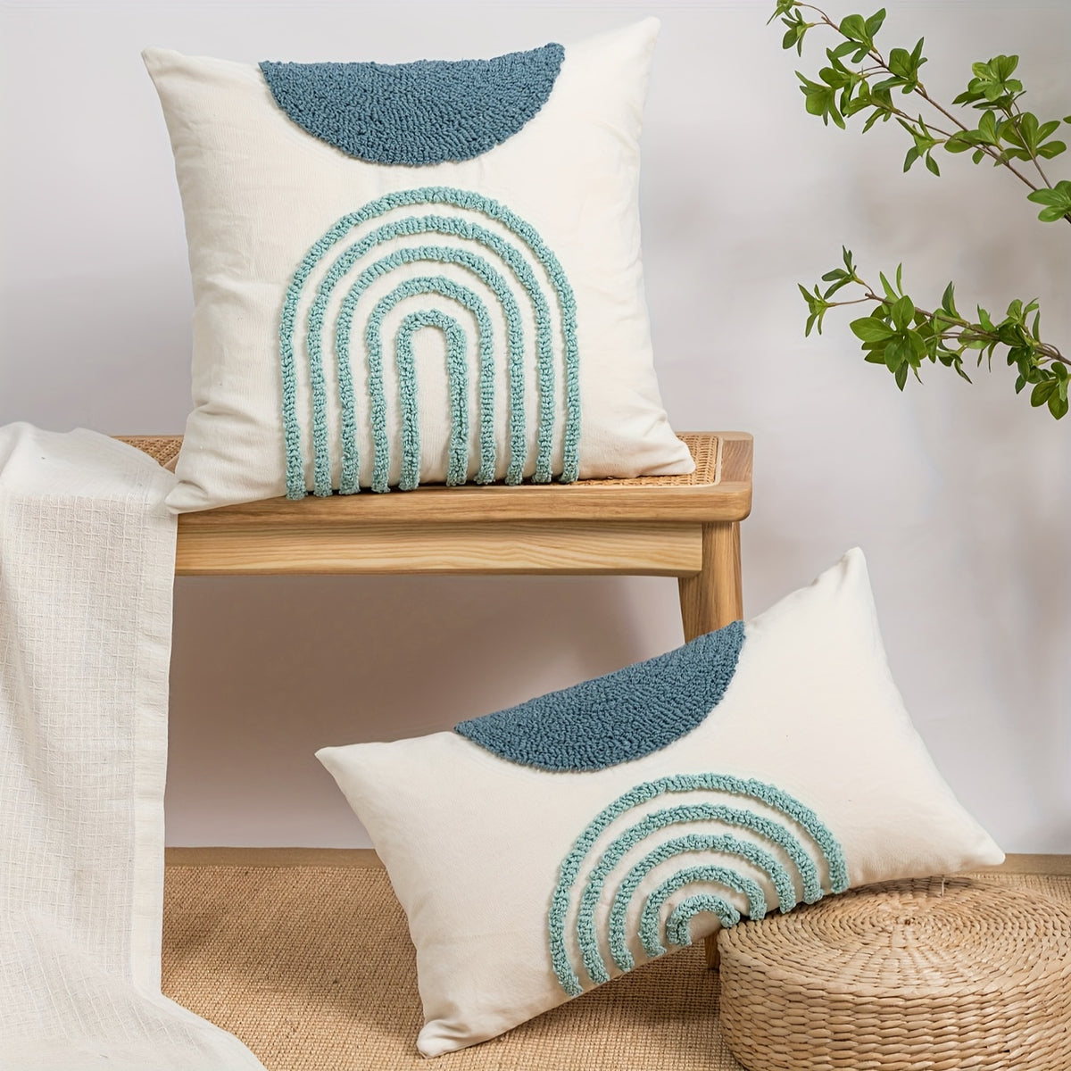Capa de Almofada Geométrica em Meio-Círculo em Estilo Moderno Nórdico INS, Feita com Artesanato de Pelúcia Circular, Adequada para Decorar Casas de Modelo, Moradias de Hóspedes e Almofadas de Hotel.
