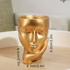 Vaso de Flor em Resina Pensador Dourado - Decoração Única para Jardinagem Interna e Externa para Casa e Escritório, Não Necessita de Eletricidade, Material de Resina Durável, Versátil para Vários Tipos de Ambientes