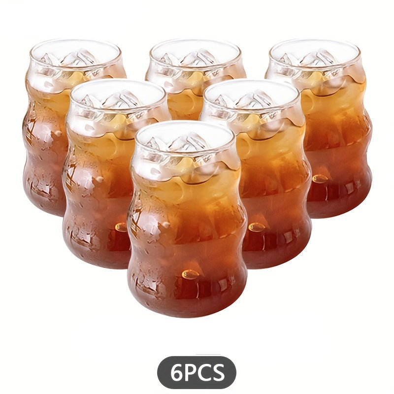 KEMORELA 4/6 unidades, Copo de Bebida com Formato Único de 17OZ, Caneca de Água Transparente Ondulada, Canecas de Café Gelado, Recipientes de Bebida Adoráveis, Utensílios de Bebida Sazonais, Produtos de Cozinha Domésticos 500ML