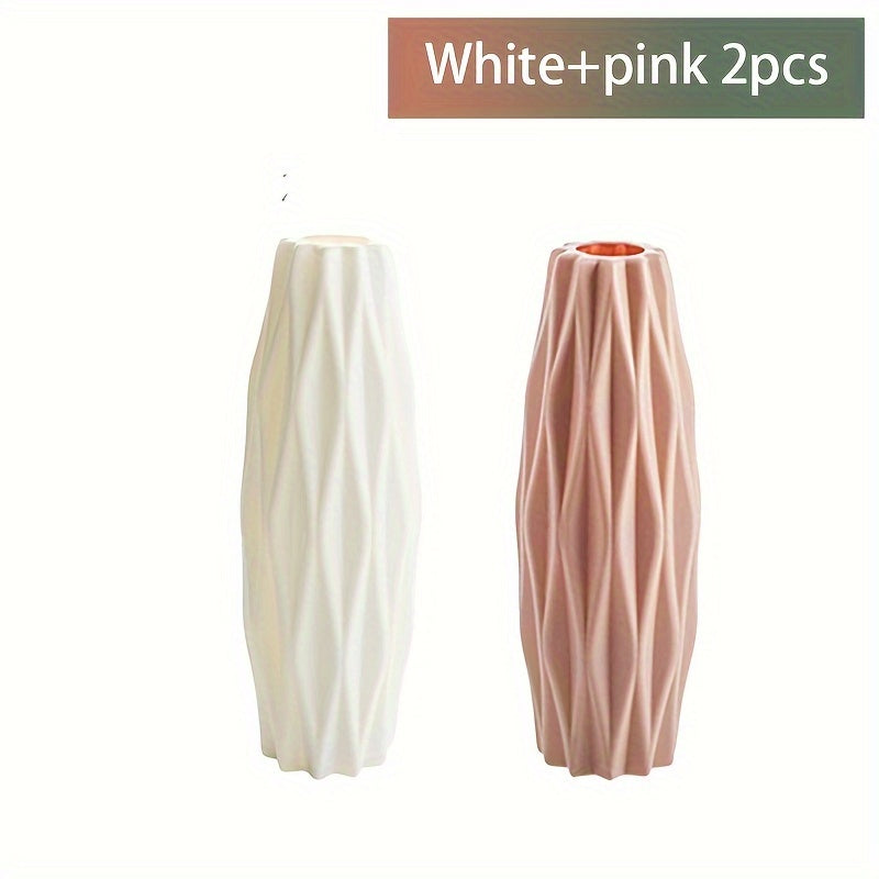 Conjunto de várias peças de vasos de plástico nórdicos, imitando vasos de cerâmica, adequados para decoração de sala de estar e mesa de jantar em casa, decoração de Dia de São Patrício e Páscoa, decoração de sala de beleza, decoração de casa de primavera