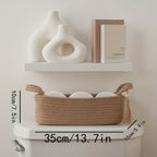 Bohemian Woven Fabric Toilet Paper Basket with Tassels - No-Installation Bathroom Storage Shelf & Decorative Hanging Toilet Tank Organizer, Cloth Basket for Towels, Tubes & Small Items - Decorative Bath Shelf for Modern or traditional rooms, Toilet