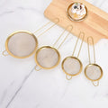 Conjunto de 3 Filtros de Malha Fina Dourada, Peneira de Farinha, Coador de Cozinha, Utensílios de Pastelaria, Acessórios de Cozinha, Utensílios de Cozinha, Ferramentas de Restaurante