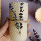 Conjunto de 2 Velas de Cera de Abelha, Velas de Cera de Abelha em Pilar com Aroma de Lavanda, Perfeitas para Presentes, Festas, Rituals e Decoração de Casa