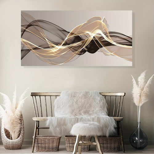 Decoração de Parede em Tela Sem Moldura [2D Flat] com Arte de Linhas Abstratas Modernas 2D Flat, Medindo 23X119.99Cm, Perfeita para um Quarto Minimalista Nórdico, Sala de Estar ou Corredor.